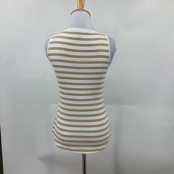 White House Black Market Tank Top Women 2XS XXS Striped Crew Neck Lace Up Front - Picture 5 of 13